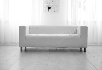 Comfortable sofa in light modern room