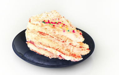 cake on saucer; isolated