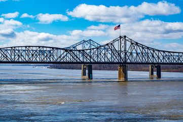Old Vicksburg Bridge crosses the Mississippi River on the border of Mississippi and Louisiana