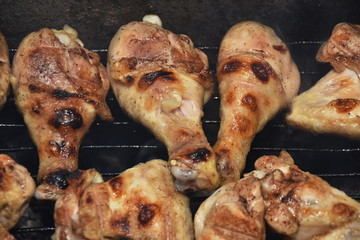 Chicken wings on barbecue grill 