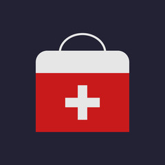 First aid kit. Health care. Flat design style. Vector illustration.