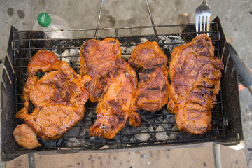 beef steak on the grill  at  wedding