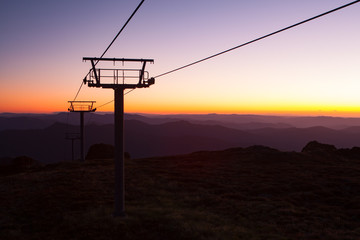 Mt Buller Ski Lift and Equipment At Night