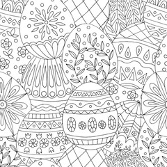 Abstract seamless pattern with hand drawn doodles easter eggs