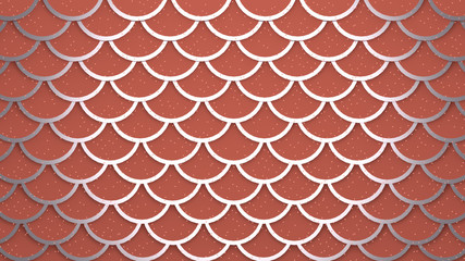 Silver fish scales light beige cells pattern marine background 3D illustration © Elvira