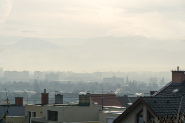 Fototapeta premium Misty morning in Martin city. Slovakia