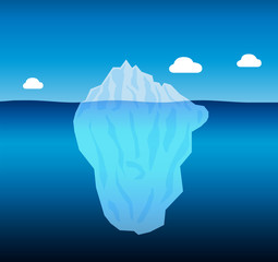 Iceberg with clouds isolated - vector illustration