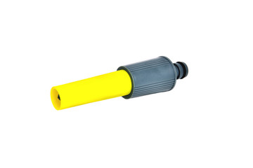 Fototapeta premium water sprinkler for hand watering lawns yellow-gray close-up white background