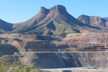 Copper mine pit in Arizona with different work levels