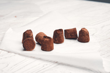 candy truffles on white background