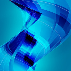 Abstract blue technology background with twisted curved glowing shape. Technology concept.
