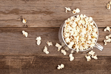 popcorn bowl over wooden table