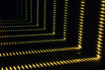 Futuristic sci-fi abstract space dock tunnel effect with yellow lights