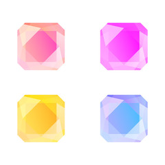 square gems set isolated on white vector illustration