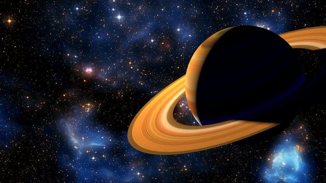 3D Animation of the Planet Saturn - Slow Push In.  Background Image Furnished by NASA.