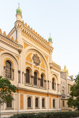 Picturesque facade of Spanish Synagogue in Josefov, Prague, Czech Republic.