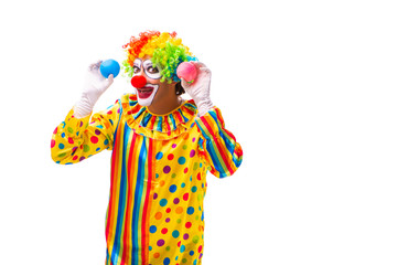 Male clown isolated on white 