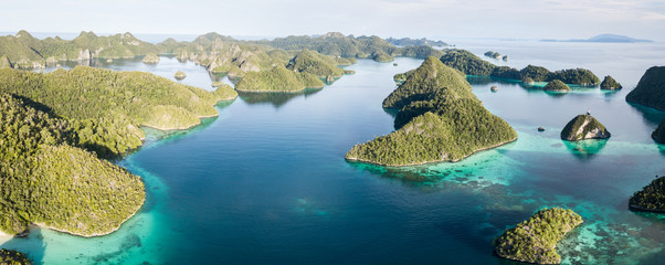 Fototapeta na wymiar Beautiful Limestone Islands and Lagoon in Raja Ampat