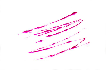 Obraz na płótnie Canvas Pink nail polish sample isolated on white background