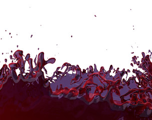 Fototapeta na wymiar red juice splashing motion fruity purple liquid splash 3D illustration