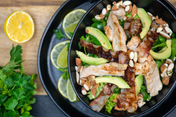 Turkey salad with avocado and bacon