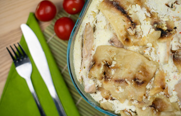 Turkey with mlinci is a Croatian folk-cuisine specialty