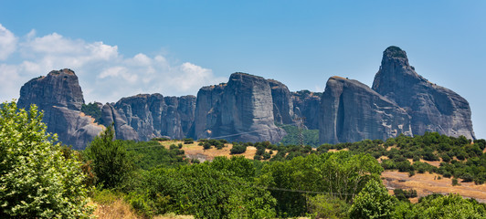 Summer rocky Meteora monasteries, Greece