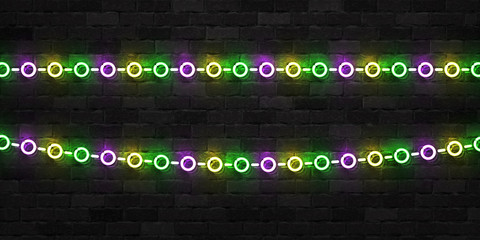 Vector realistic isolated neon sign of Mardi Gras beads logo for template decoration and covering on the wall background.