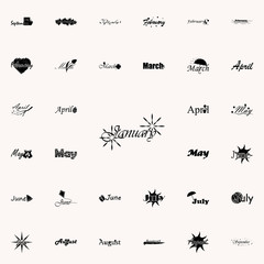 January icon. Name of month icons universal set for web and mobile