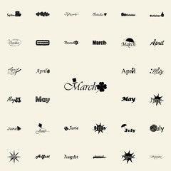 March icon. Name of month icons universal set for web and mobile