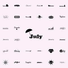 July icon. Name of month icons universal set for web and mobile