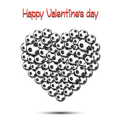 Happy Valentines Day. Heart from the soccer balls