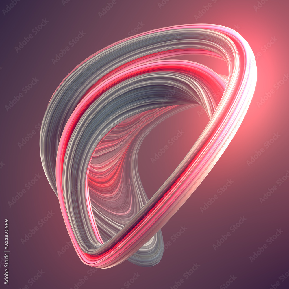 Poster Red twisted shape. Computer generated abstract geometric 3D render illustration