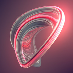 Red twisted shape. Computer generated abstract geometric 3D render illustration