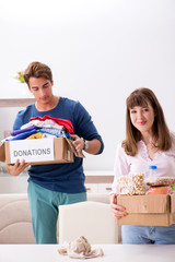 Concept of charity with donated clothing