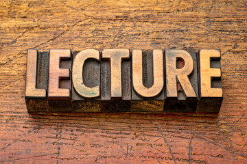 lecture word in wood type