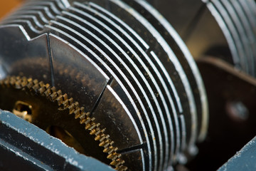 Detail of an old rotary variable capacitor
