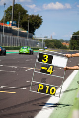 Counting laps on the track during the race of supercars
