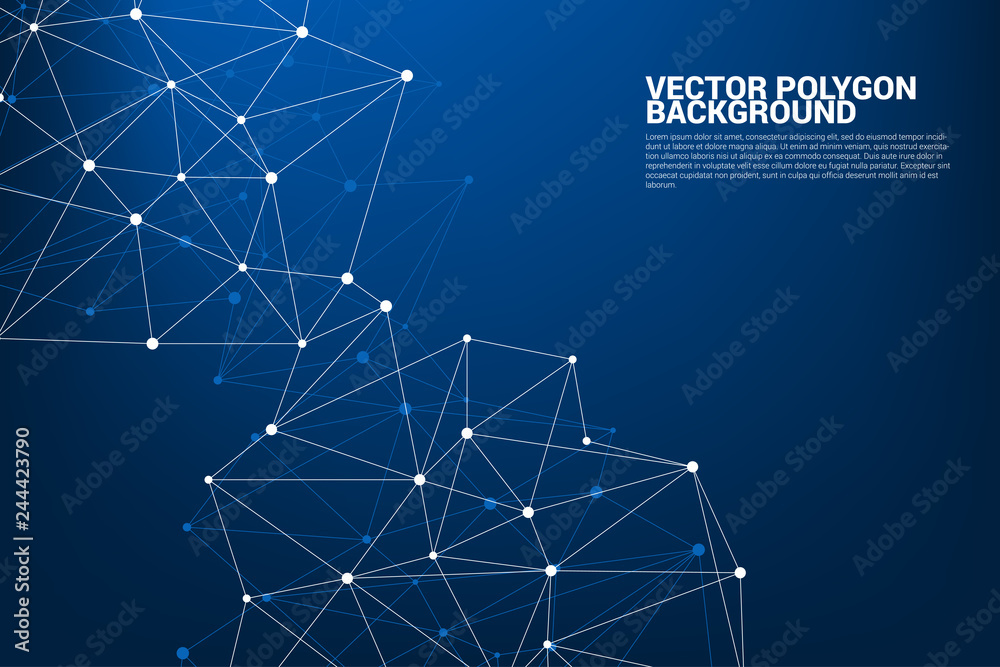 Poster Network Connecting dot polygon background. Concept of Network Business, technology, Data and chemical. Dot connect line abstract background represent futuristic network and data transformation