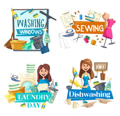 Washing window, cleaning, sewing, laundry service