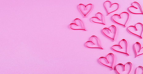 valentines day background , heart shape on pink table