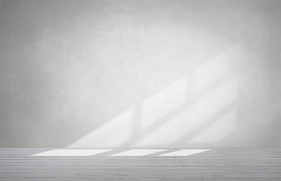 Gray Wall In An Empty Room With Concrete Floor