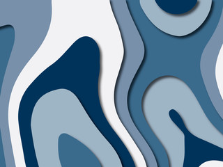 Paper art cartoon abstract waves. Paper carve background. Modern origami design template.Paper cut background. Abstract realistic paper decoration for design textured