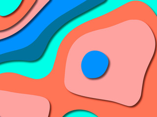 Paper art cartoon abstract waves. Paper carve background. Modern origami design template.Paper cut background. Abstract realistic paper decoration for design textured
