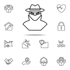 thief line icon. Insurance icons universal set for web and mobile