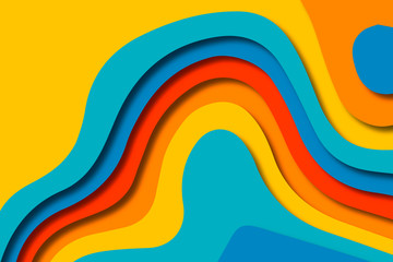 Paper art cartoon abstract waves. Paper carve background. Modern origami design template.Paper cut background. Abstract realistic paper decoration for design textured