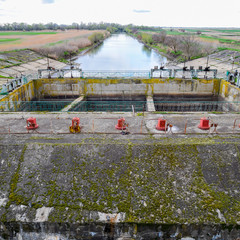 Valves for opening pipes of a water pumping station. Gateway ope