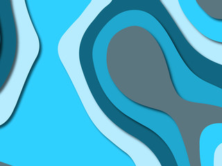 Paper art cartoon abstract waves. Paper carve background. Modern origami design template.Paper cut background. Abstract realistic paper decoration for design textured