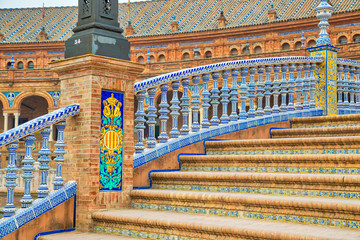Plaza de Espana, Seville, Architectural details and ornaments