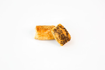 salted snacks with white background